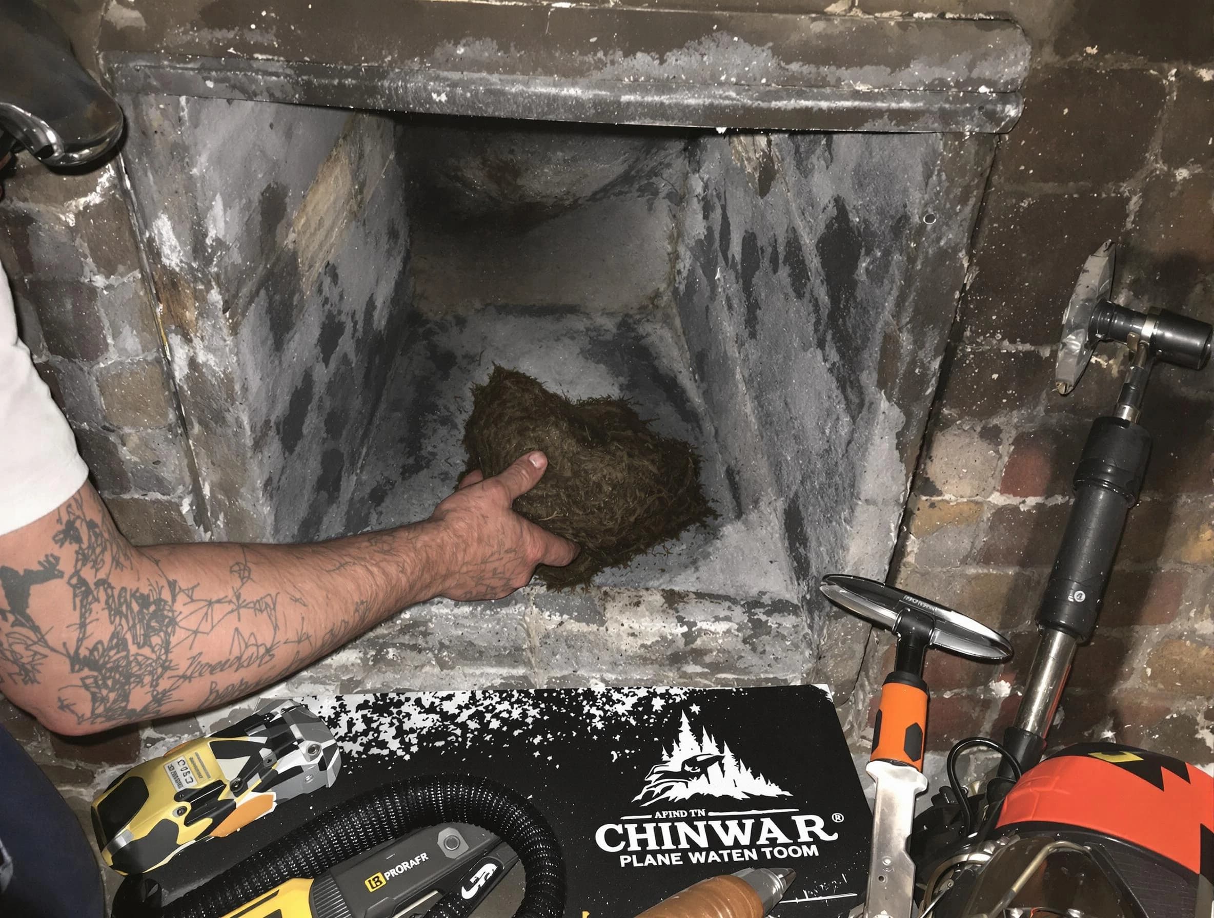 Tempe Chimney Sweep safely removing debris and screening chimney in Tempe, AZ