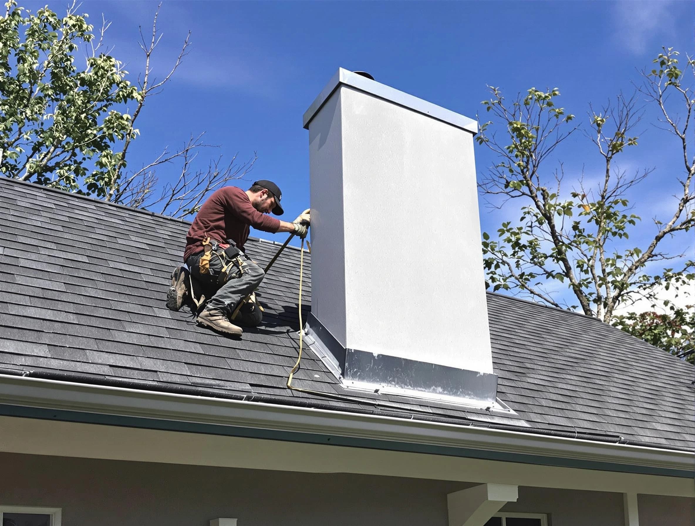 Tempe Chimney Sweep team member finishing chimney construction in Tempe, AZ