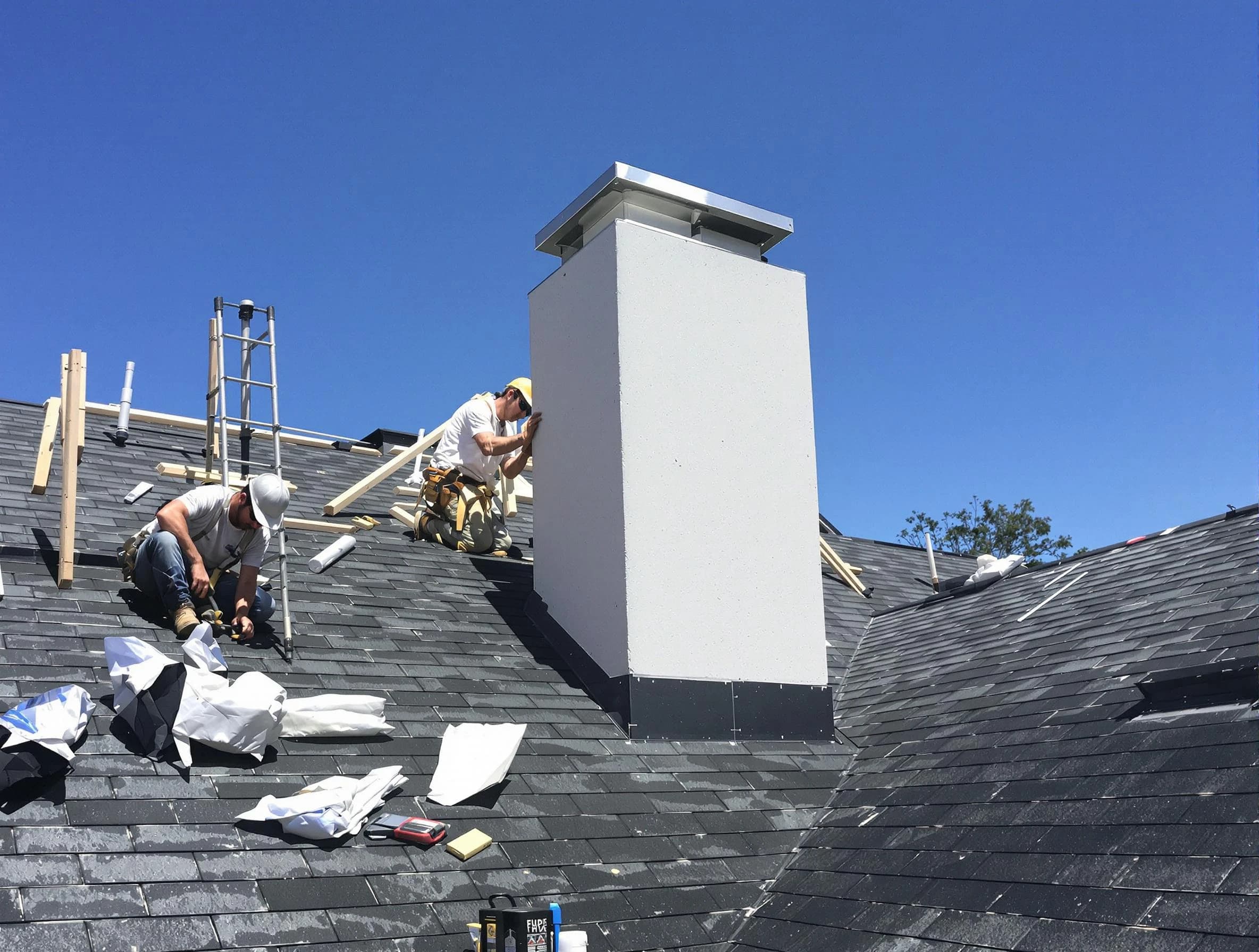 Tempe Chimney Sweep crew installing a new chimney in Tempe, AZ