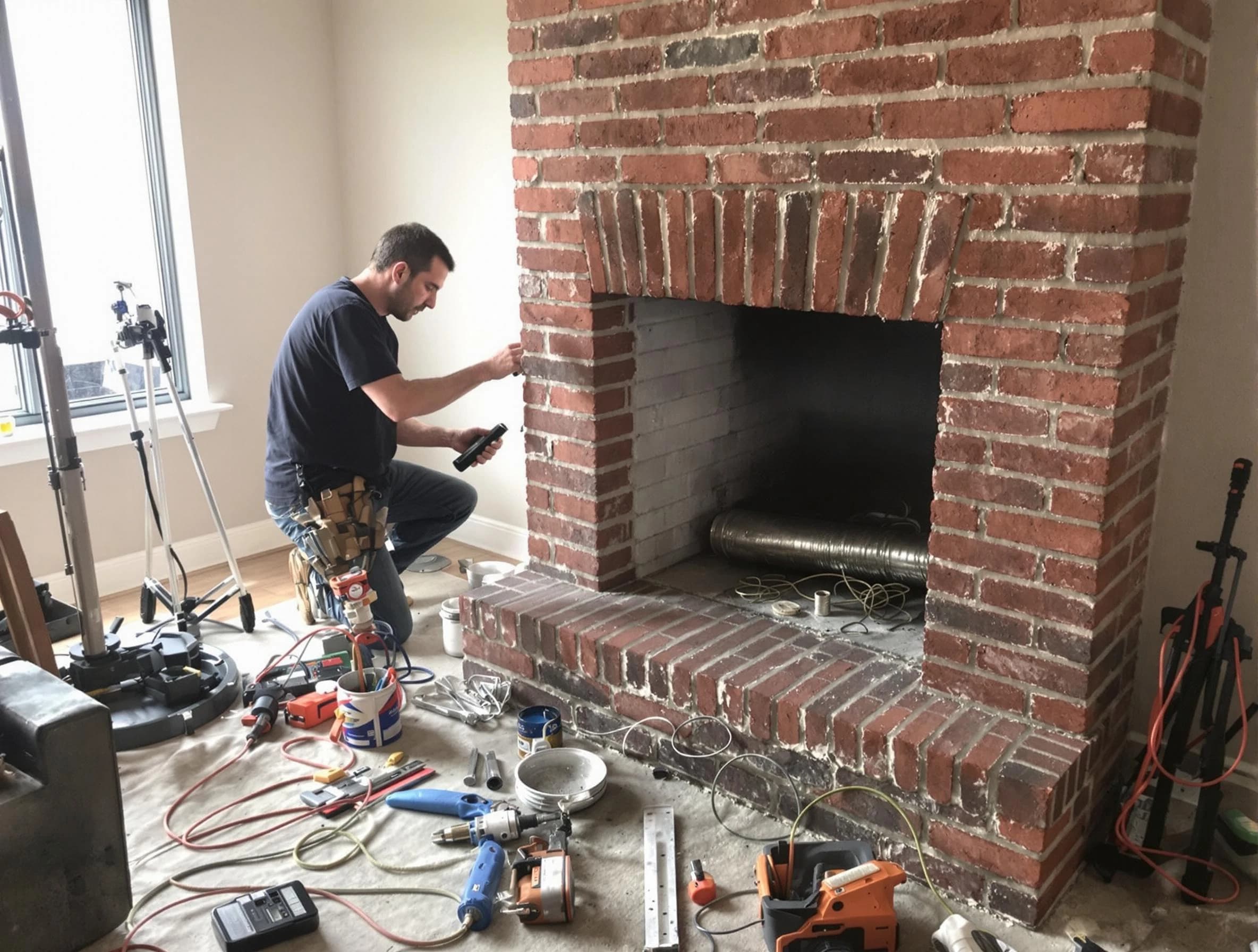 Tempe Chimney Sweep specialist finalizing chimney liner service in Tempe, AZ