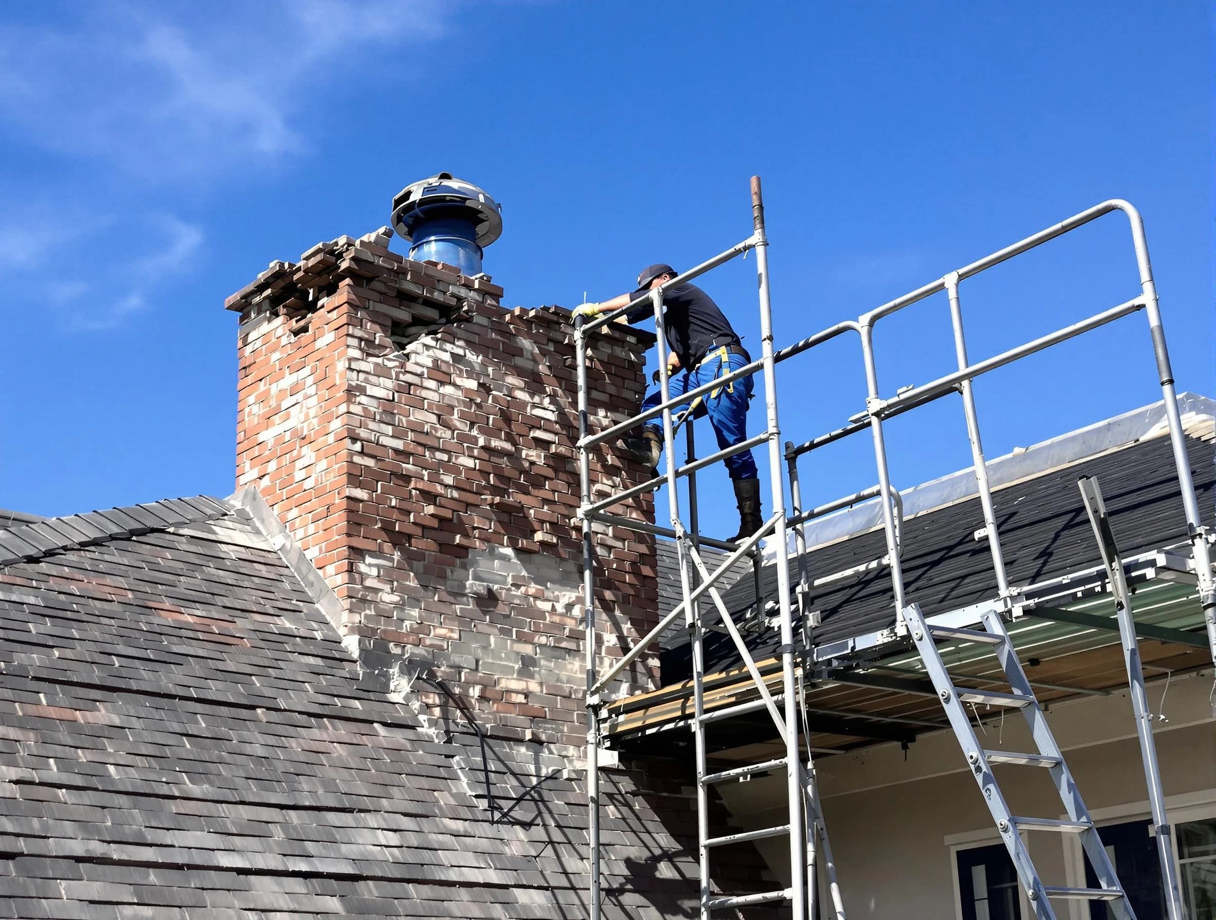 Rebuilding a chimney structure by Tempe Chimney Sweep in Tempe, AZ