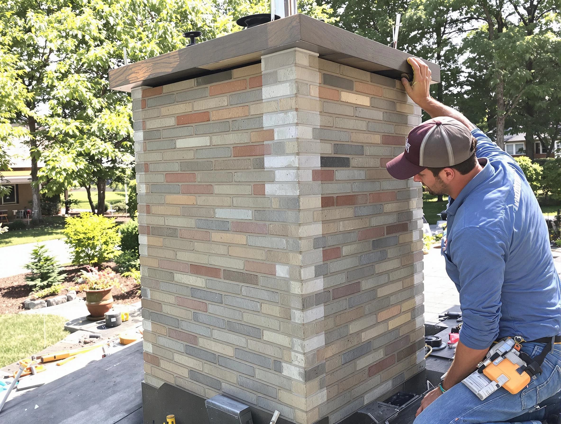 Tempe Chimney Sweep completing a modern chimney remodel in Tempe, AZ