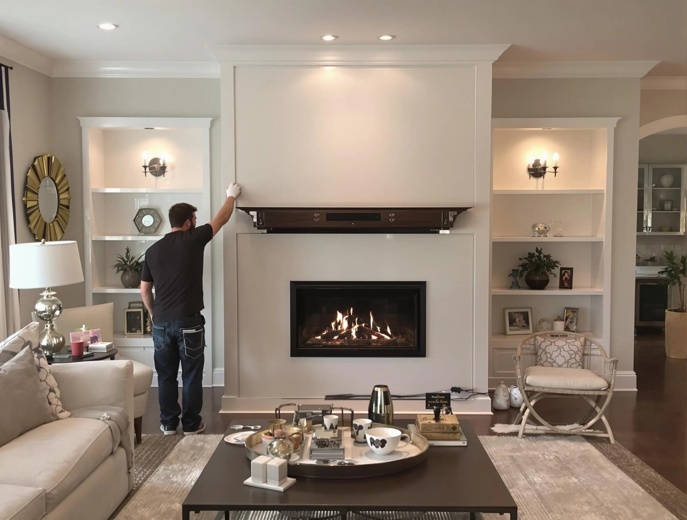 Tempe Chimney Sweep installing a new fireplace in Tempe, AZ