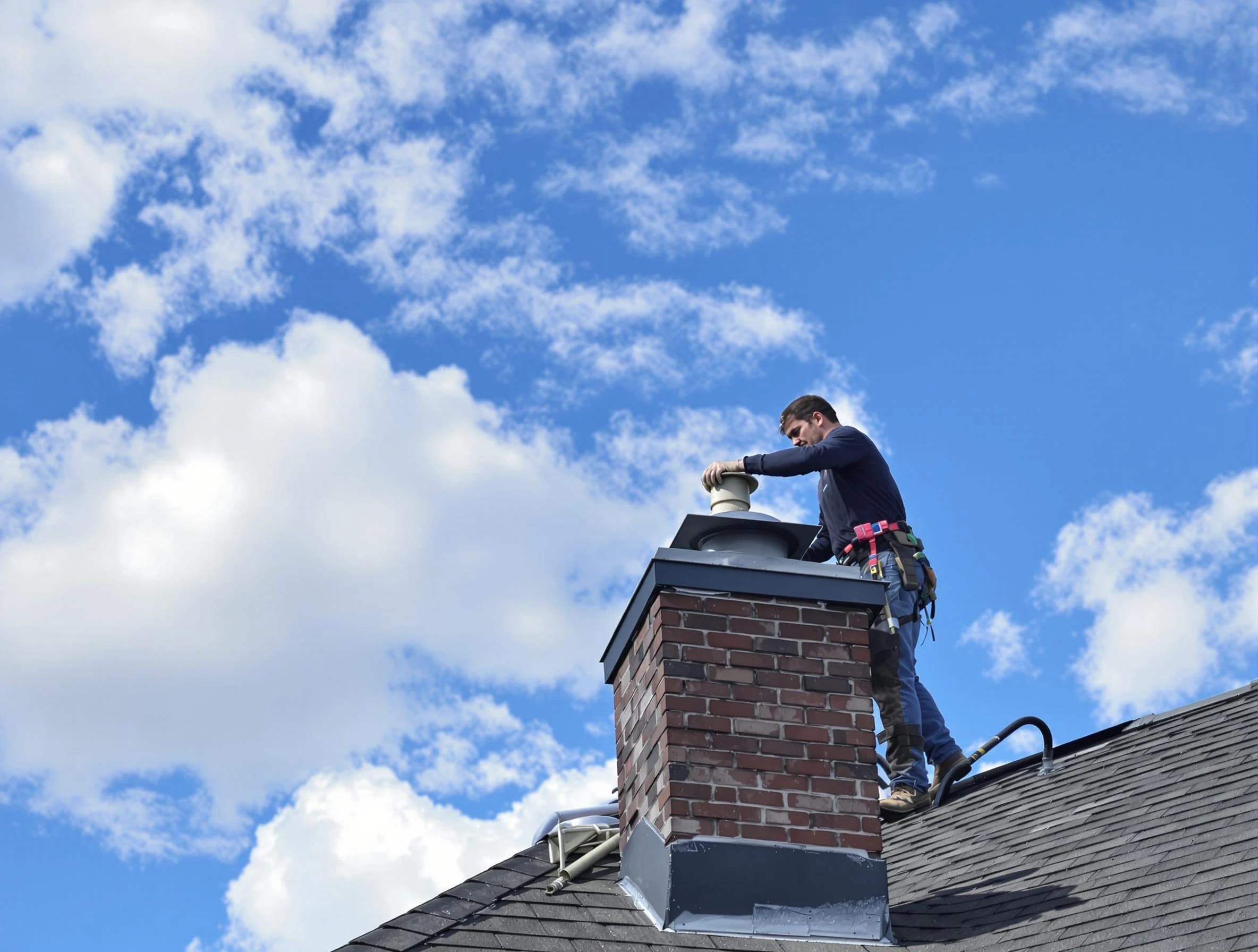 Tempe Chimney Sweep installing a sturdy chimney cap in Tempe, AZ