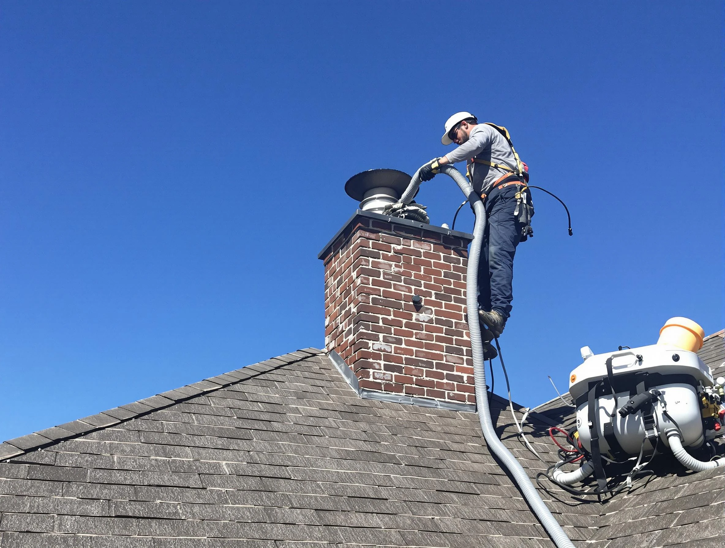 Dedicated Tempe Chimney Sweep team member cleaning a chimney in Tempe, AZ